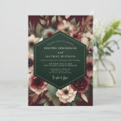 Invitation Maroon Emerald Opulent Wedding (Debout devant)