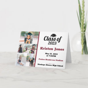 Invitation Maroon et Black Multi-photo Graduation