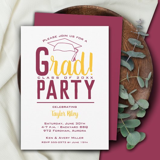 Invitation Maroon et Gold Graduation Party