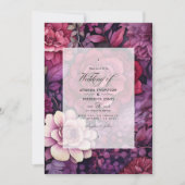 Invitation Maroon et Mariage de automne floral pourpre foncé (Devant)