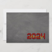 Invitation Maroon et or Chalkboard Graduation Merci Ca (Dos)