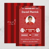 Invitation Maroon et Red Baseball 5ème anniversaire (Devant / Derrière)