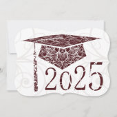 Invitation Maroon et White Floral Casquette 2025 Graduation P (Devant)