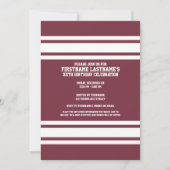 Invitation Maroon et White Jersey Stripes fête d'anniversaire (Devant)