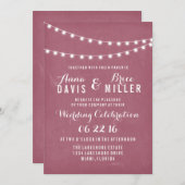 Invitation Maroon Été Chaîne Lumière Mariage Invite (Devant / Derrière)