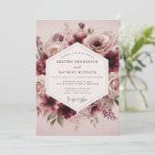 Invitation Maroon Ethereal Bloom Wedding (Debout devant)
