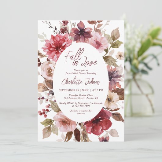 Invitation Maroon Fall in Love Brousse Bourgogne Fête des mar (Debout devant)