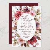 Invitation Maroon Fall in Love Brousse Bourgogne Fête des mar (Devant / Derrière)