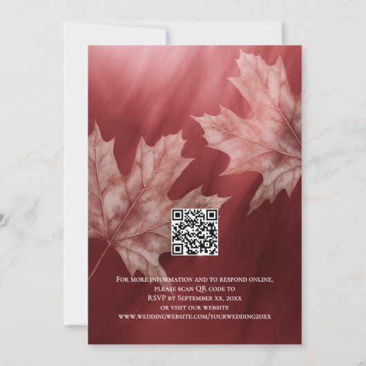 Invitation maroon feuille d'érable accent tout en un (Dos)