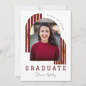 Invitation Maroon Gold Arch Photo Graduation (Devant)