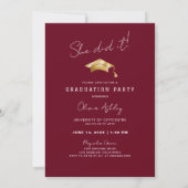 Invitation Maroon Gold Arch Photo Graduation (Dos)