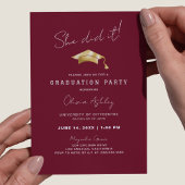 Invitation Maroon Gold Arch Photo Graduation