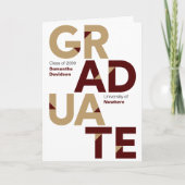 Invitation Maroon Gold Big Bold Angle-Cut Lettres Graduation (Devant)