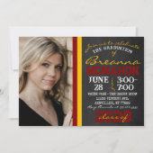 Invitation Maroon & Gold Chalkboard Graduation Photo (Devant)