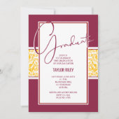 Invitation Maroon Gold Damask Graduation (Devant)