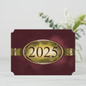 Invitation Maroon Gold Floral Button 2025 Graduation Party (Debout devant)