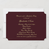 Invitation Maroon Gold Floral Button 2025 Graduation Party (Dos)