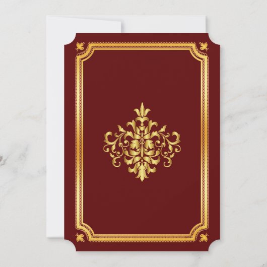 Invitation Maroon Gold Traditionnel Mariage musulman islamiqu (Dos)
