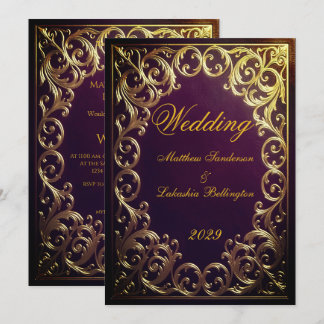 Invitation  Maroon Gold Wedding Classic Marriage 