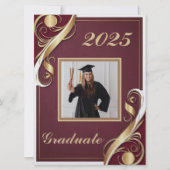 Invitation Maroon Gold White Graduation 2025 (Devant)