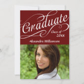 Invitation Maroon Graduate Tourbillonnant Script Photo (Devant)