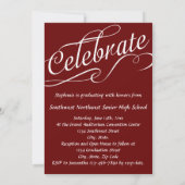 Invitation Maroon Graduate Tourbillonnant Script Photo (Dos)