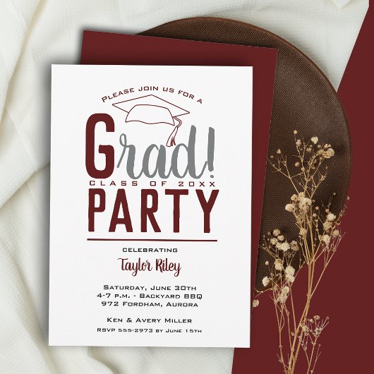 Invitation Maroon Graduation Party