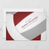 Invitation maroon grey volleyball garçons filles fête d'anniv (Devant)