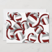 Invitation maroon gris volleyballs filles garçons fête d'anni (Dos)