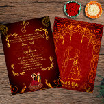 Invitation Maroon indien hindou Mariage Royal Golden Peacock<br><div class="desc">Célébrez l'union sacrée de deux âmes avec notre exquise carte Faire-part de mariage hindoue. Conçue exclusivement pour les mariages hindous indiens, cette carte enchanteresse saisit l'essence de la tradition et de la spiritualité. Un majestueux chakra doré grace l'arrière - plan, symbolisant l'amour éternel et l'harmonie. Orné de bénédictions divines, Lord...</div>