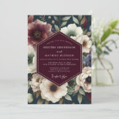 Invitation Maroon Midnight Floral Wedding (Debout devant)