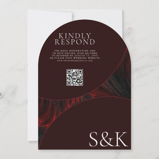 Invitation Maroon minimal Elegal Musulman QR Code Arch Mariag (Dos)