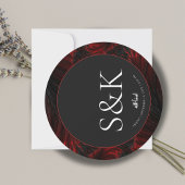 Invitation Maroon Minimal & Elegant B&W Mariage islamique ron