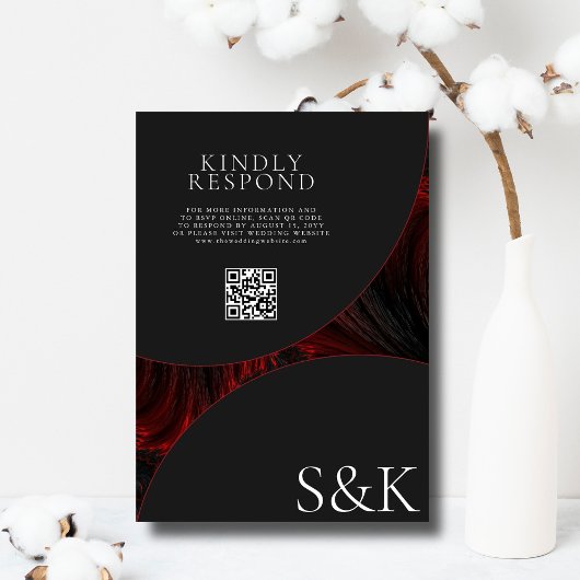 Invitation Maroon Minimal Élégant B&W QR Code Mariage islamiq