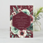 Invitation Maroon Mint Poetic Bloom Wedding (Debout devant)