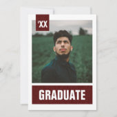 Invitation Maroon Modern Textured Photo Graduation (Devant)