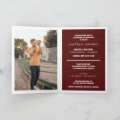 Invitation Maroon Modern Textured Photo Graduation (Intérieur)