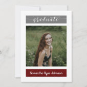 Invitation Maroon Moderne Bloc 3-Photo Graduation (Devant)