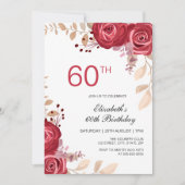 Invitation Maroon moderne Rose Printemps Floral Verdure Anniv (Devant)