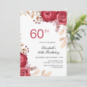 Invitation Maroon moderne Rose Printemps Floral Verdure Anniv (Debout devant)