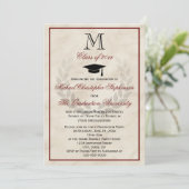 Invitation Maroon Monogram Wreath Classic College Graduation (Debout devant)