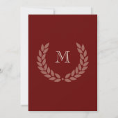 Invitation Maroon Monogram Wreath Classic College Graduation (Dos)