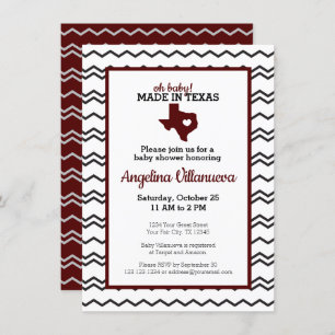 Invitation Maroon Oh Baby ! Chevron Fabriqué au Texas Douche