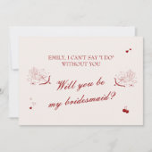 Invitation Maroon Opera Wedding Bridesmaid Proposal Card (Devant)