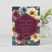 Invitation Maroon Painterly Floral Wedding (Debout devant)