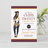 Invitation Maroon photo sur mesure et graduation en or (Debout devant)