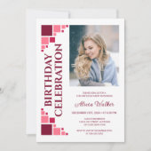 Invitation Maroon Pink Digital Frame Corner Photo Anniversair (Devant)