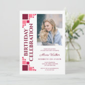 Invitation Maroon Pink Digital Frame Corner Photo Anniversair (Debout devant)