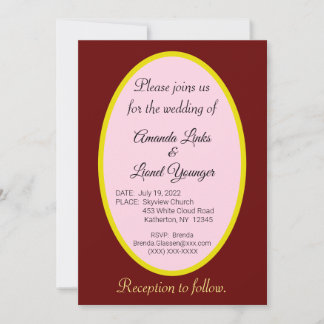 Invitation Maroon & Pink Window Wedding