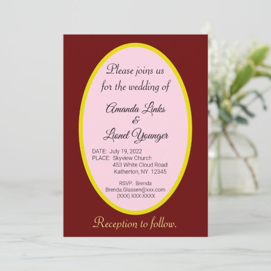 Invitation Maroon & Pink Window Wedding (Debout devant)